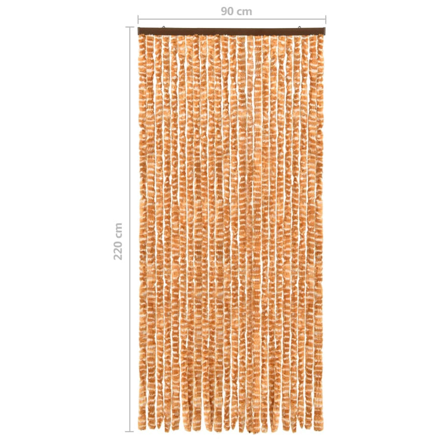 Vliegengordijn 90x220 cm chenille oker en wit 90 x 220 cm Oker en wit