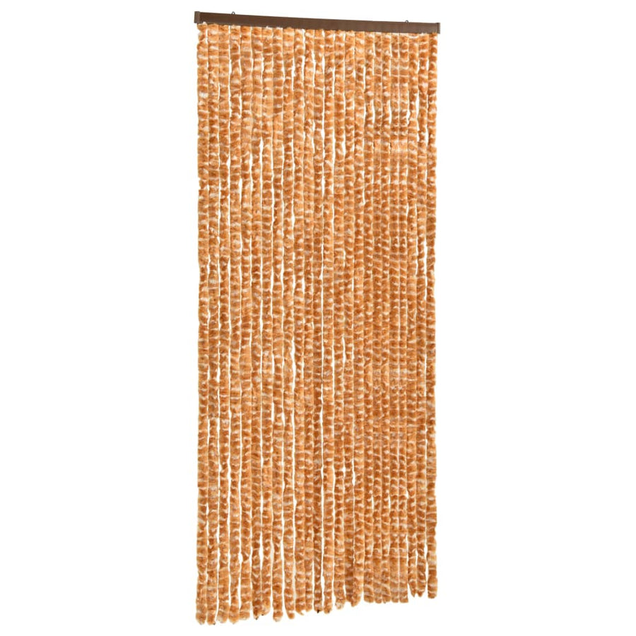 Vliegengordijn 100x220 cm chenille oker en wit 100 x 220 cm Oker en wit