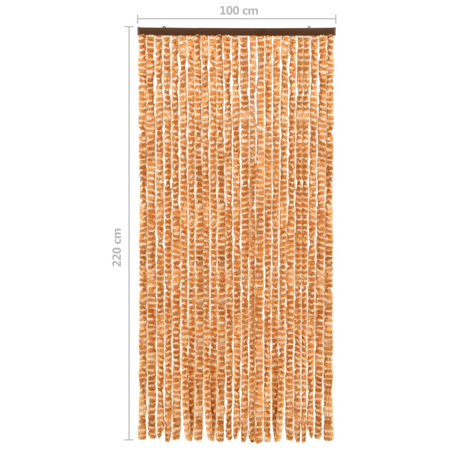 Vliegengordijn 100x220 cm chenille oker en wit 100 x 220 cm Oker en wit