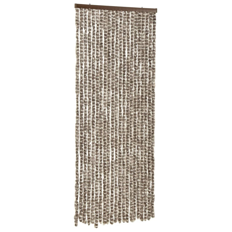 Vliegengordijn 56x185 cm chenille taupe en wit 56 x 185 cm Taupe en wit