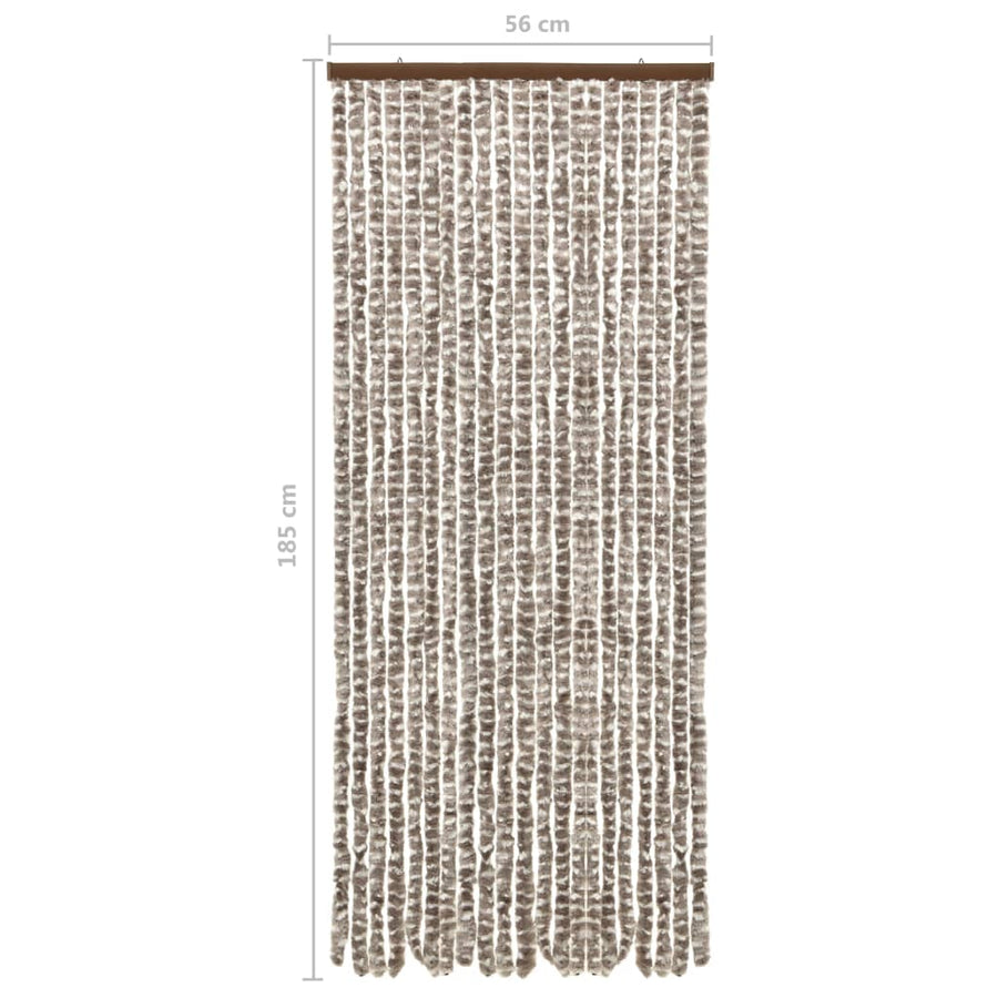 Vliegengordijn 56x185 cm chenille taupe en wit 56 x 185 cm Taupe en wit