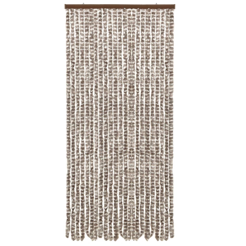 Vliegengordijn 90x220 cm chenille taupe en wit 90 x 220 cm Taupe en wit