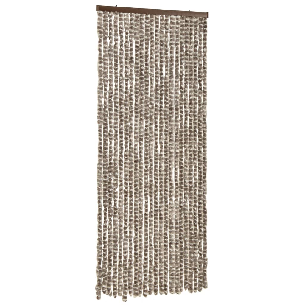 Vliegengordijn 90x220 cm chenille taupe en wit 90 x 220 cm Taupe en wit