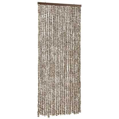 Vliegengordijn 90x220 cm chenille taupe en wit 90 x 220 cm Taupe en wit