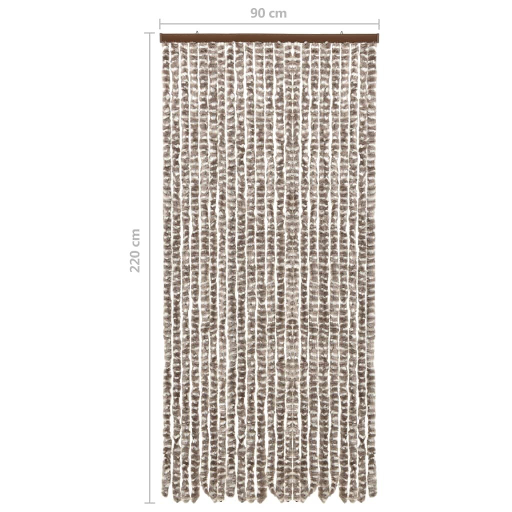 Vliegengordijn 90x220 cm chenille taupe en wit 90 x 220 cm Taupe en wit