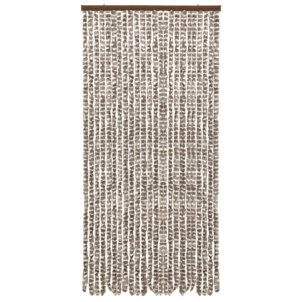 Vliegengordijn 100x220 cm chenille taupe en wit 100 x 220 cm Taupe en wit
