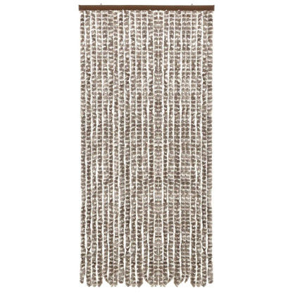 Vliegengordijn 100x220 cm chenille taupe en wit 100 x 220 cm Taupe en wit