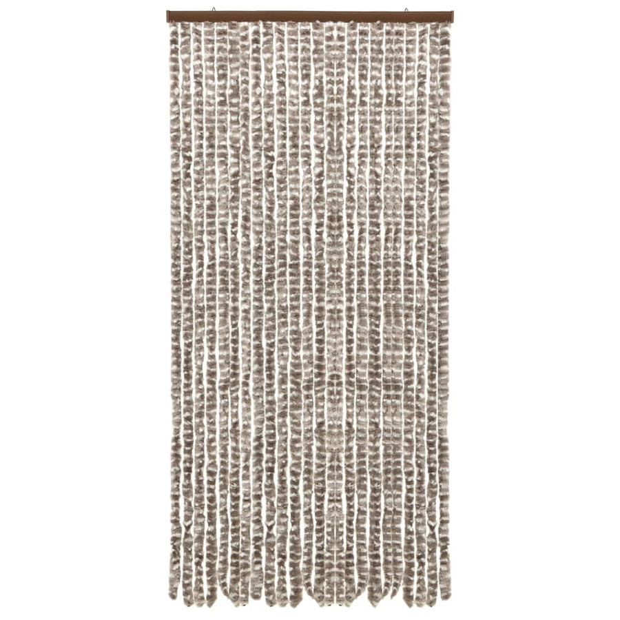 Vliegengordijn 100x220 cm chenille taupe en wit 100 x 220 cm Taupe en wit