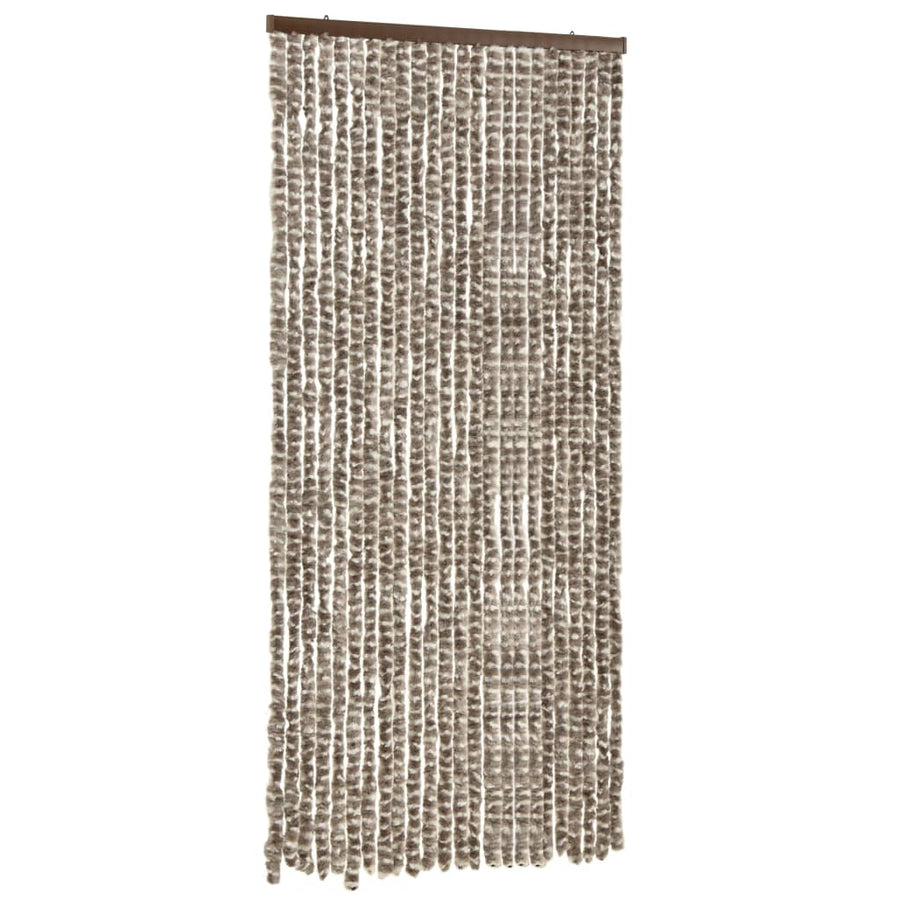 Vliegengordijn 100x220 cm chenille taupe en wit 100 x 220 cm Taupe en wit