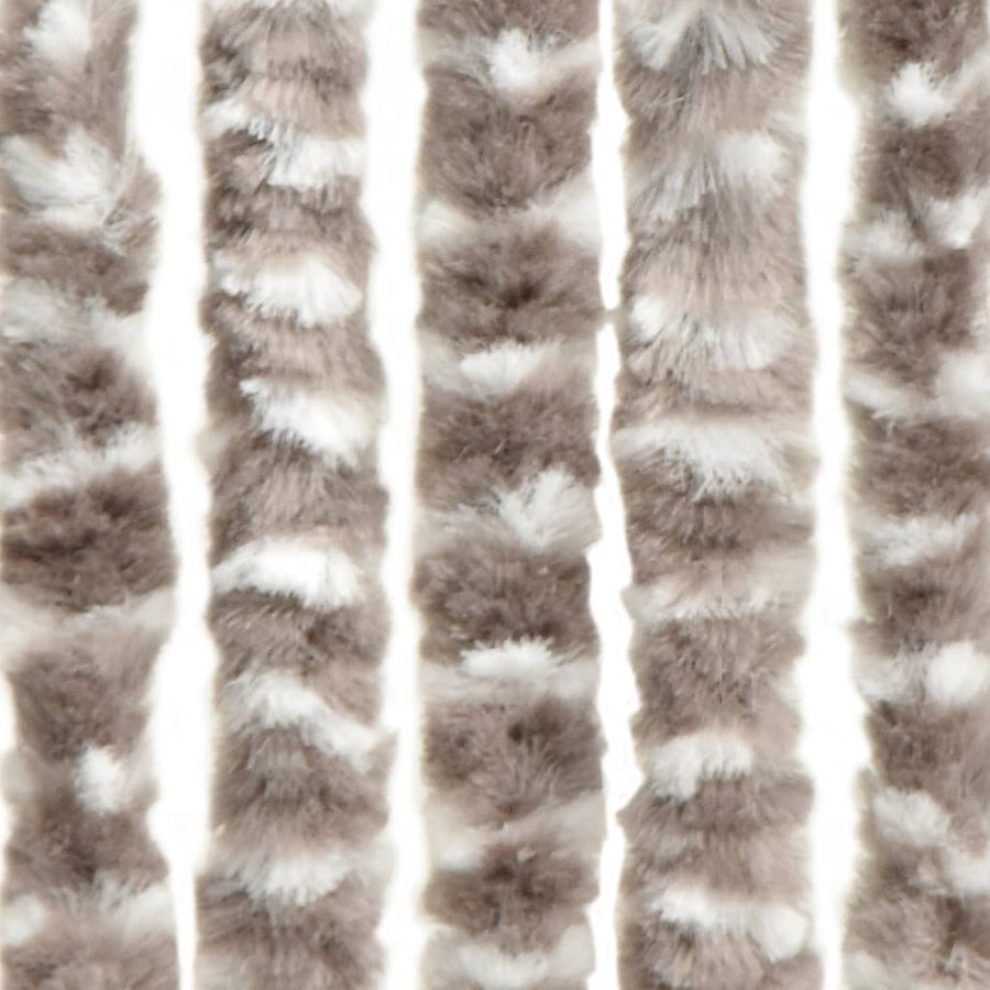 Vliegengordijn 100x220 cm chenille taupe en wit 100 x 220 cm Taupe en wit