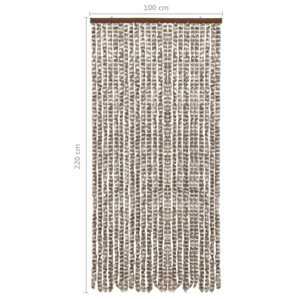 Vliegengordijn 100x220 cm chenille taupe en wit 100 x 220 cm Taupe en wit