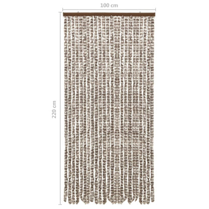 Vliegengordijn 100x220 cm chenille taupe en wit 100 x 220 cm Taupe en wit