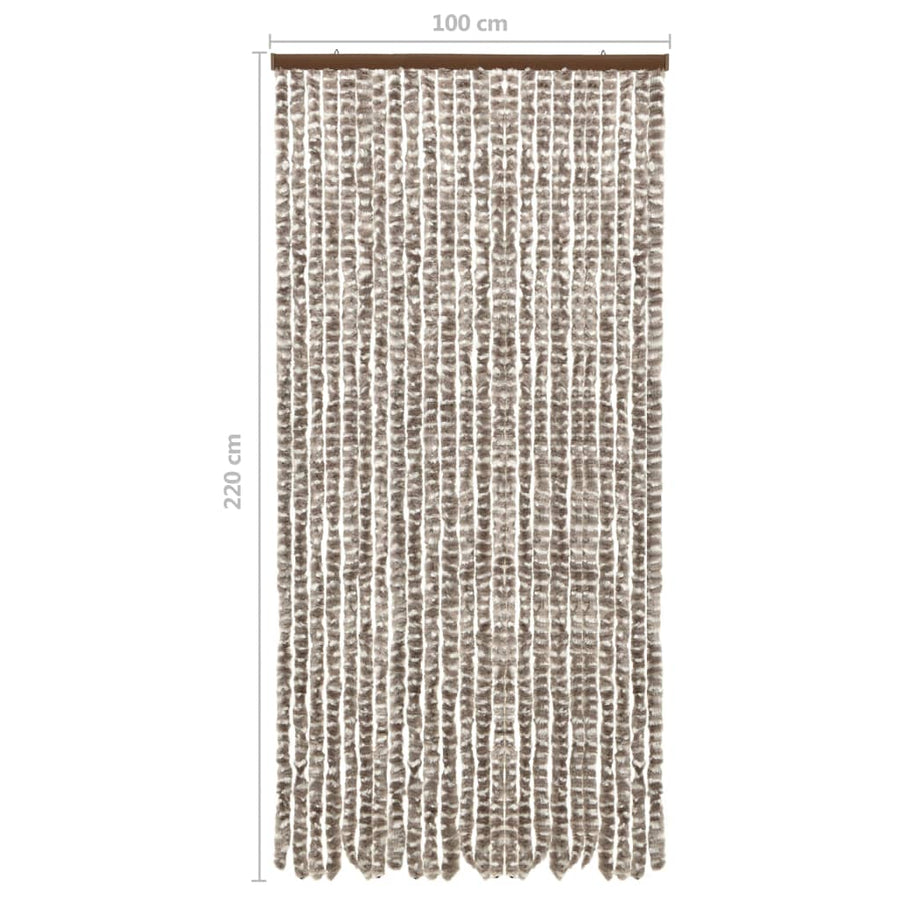 Vliegengordijn 100x220 cm chenille taupe en wit 100 x 220 cm Taupe en wit