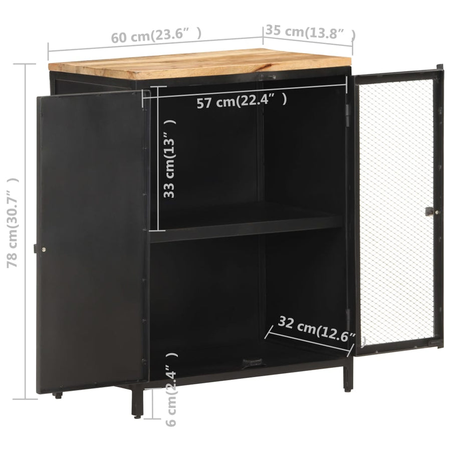 Dressoir 60x35x78 cm massief ruw mangohout