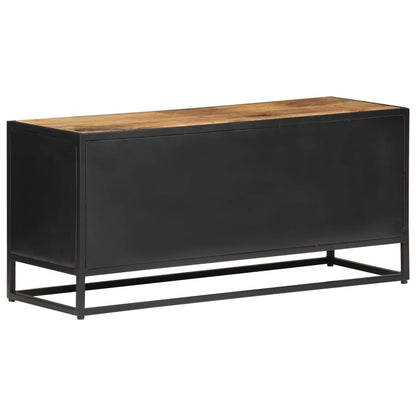 Tv-Meubel 90X30X40 Cm Ruw Mangohout En Natuurlijk Riet