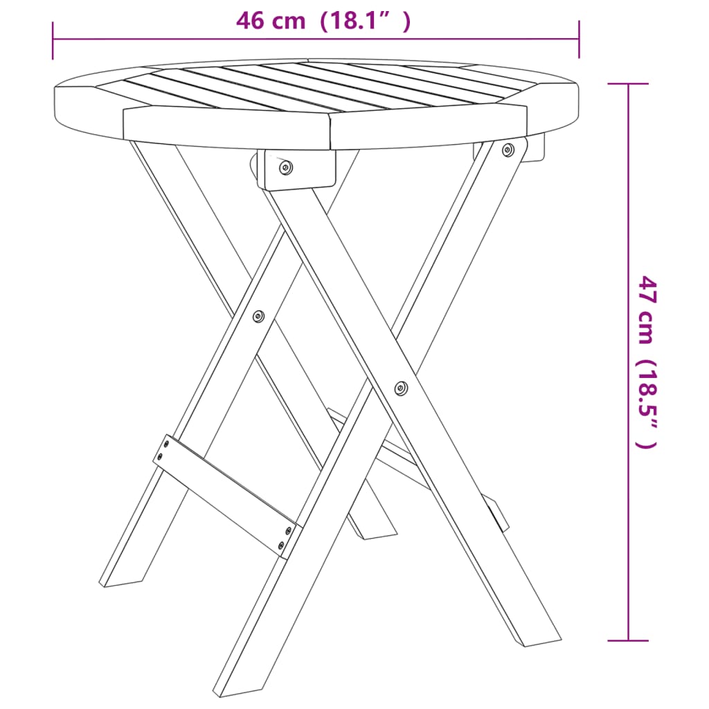 Tuintafel Inklapbaar Ø 46 Cm Massief Acaciahout Wit