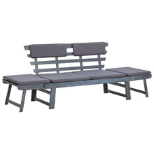 Tuinbank Met Kussens 2-In- 90 Cm Massief Acaciahout Grijs