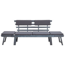Tuinbank Met Kussens 2-In- 90 Cm Massief Acaciahout Grijs