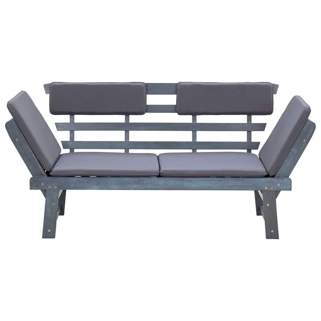 Tuinbank Met Kussens 2-In- 90 Cm Massief Acaciahout Grijs
