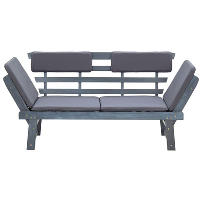 Tuinbank Met Kussens 2-In- 90 Cm Massief Acaciahout Grijs