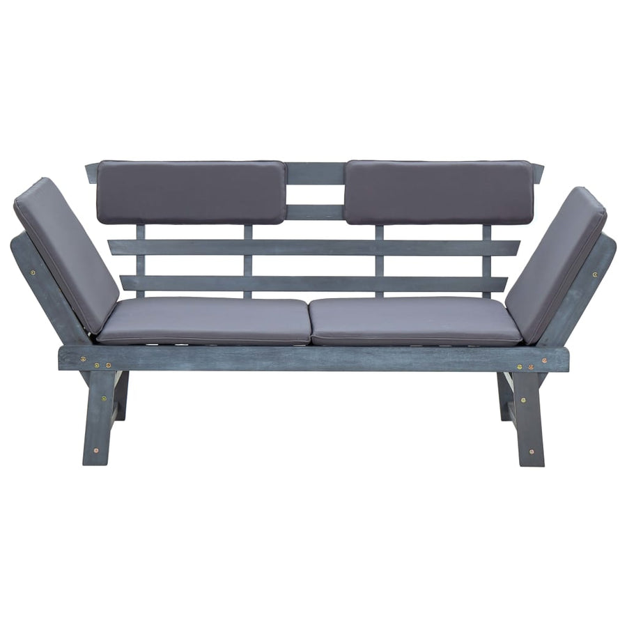 Tuinbank Met Kussens 2-In- 90 Cm Massief Acaciahout Grijs