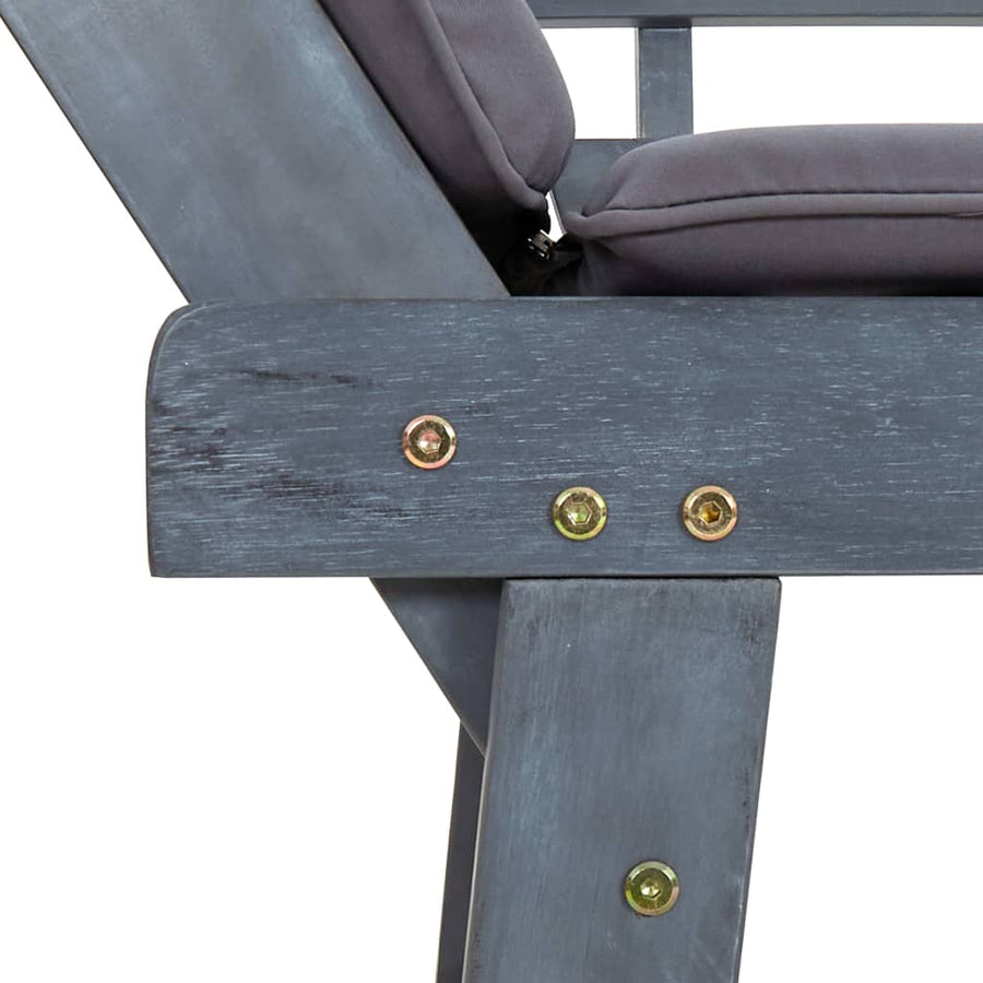 Tuinbank Met Kussens 2-In- 90 Cm Massief Acaciahout Grijs