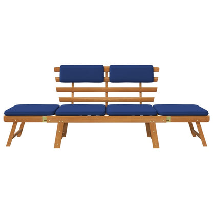 Tuinbank Met Kussens 2-In- 90 Cm Massief Acaciahout Blauw