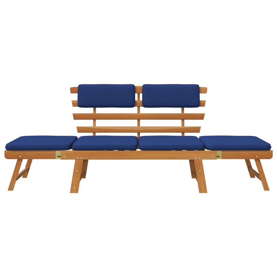Tuinbank Met Kussens 2-In- 90 Cm Massief Acaciahout Blauw