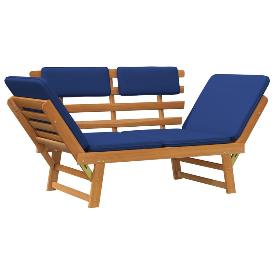 Tuinbank Met Kussens 2-In- 90 Cm Massief Acaciahout Blauw