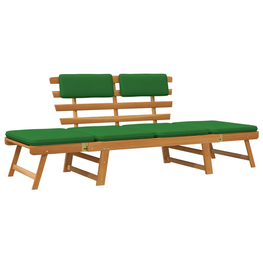 Tuinbank Met Kussens 2-In- 90 Cm Massief Acaciahout Bruin en groen