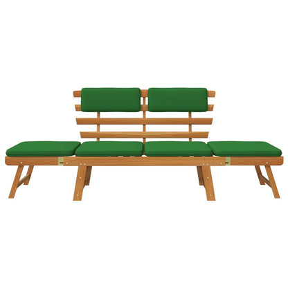 Tuinbank Met Kussens 2-In- 90 Cm Massief Acaciahout Bruin en groen