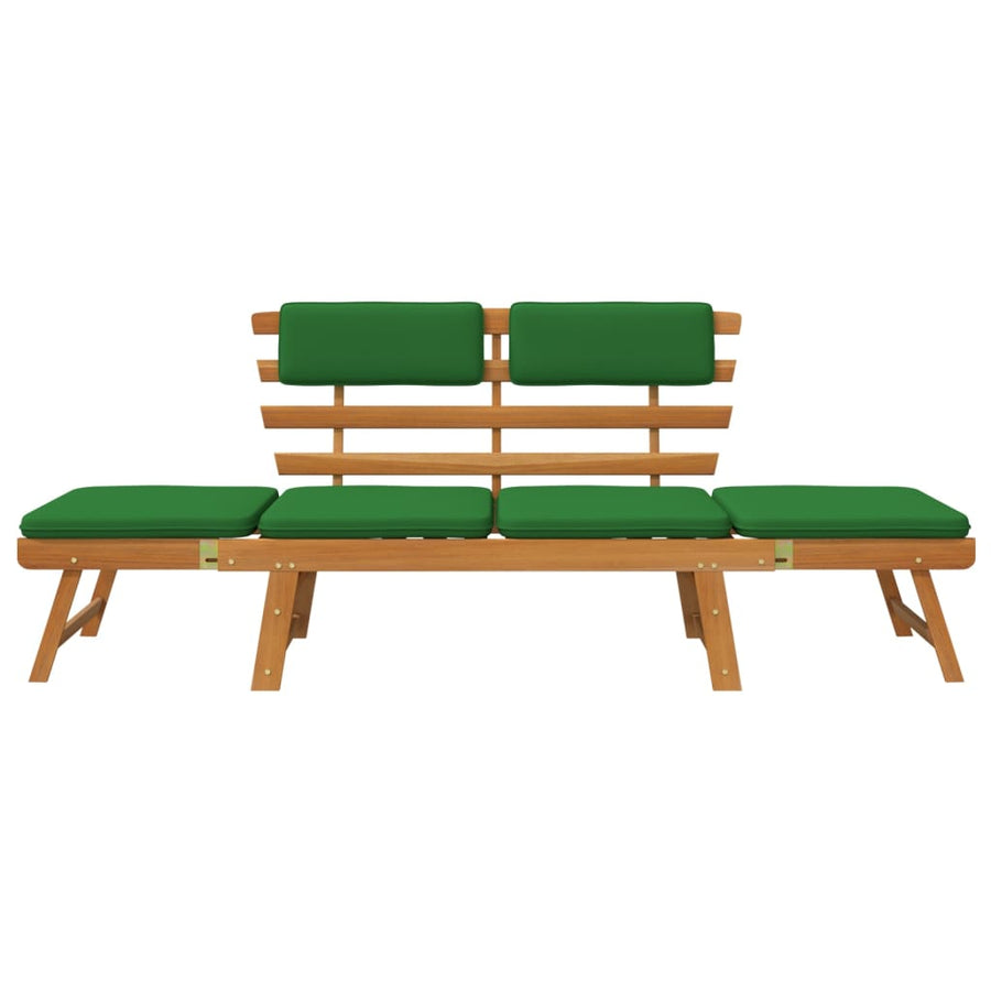 Tuinbank Met Kussens 2-In- 90 Cm Massief Acaciahout Bruin en groen