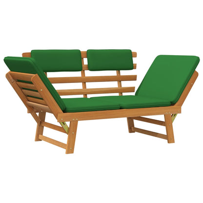 Tuinbank Met Kussens 2-In- 90 Cm Massief Acaciahout Bruin en groen