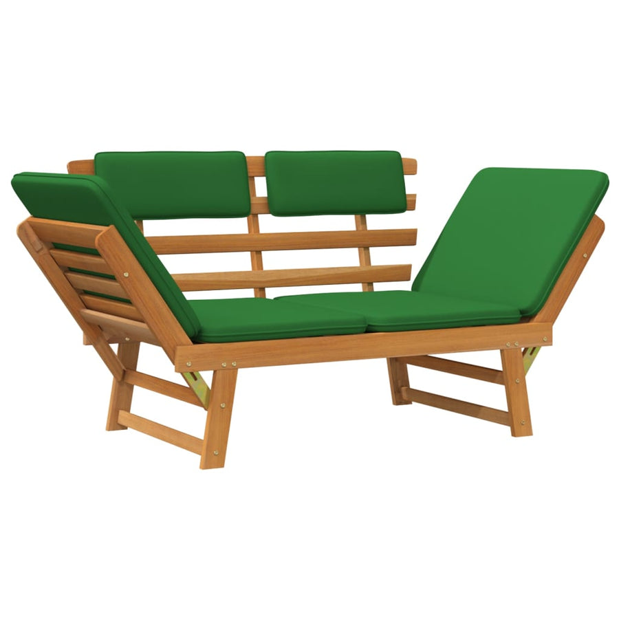 Tuinbank Met Kussens 2-In- 90 Cm Massief Acaciahout Bruin en groen