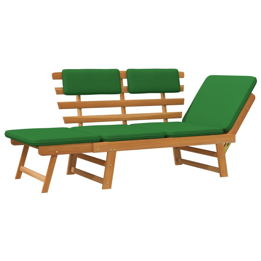 Tuinbank Met Kussens 2-In- 90 Cm Massief Acaciahout Bruin en groen