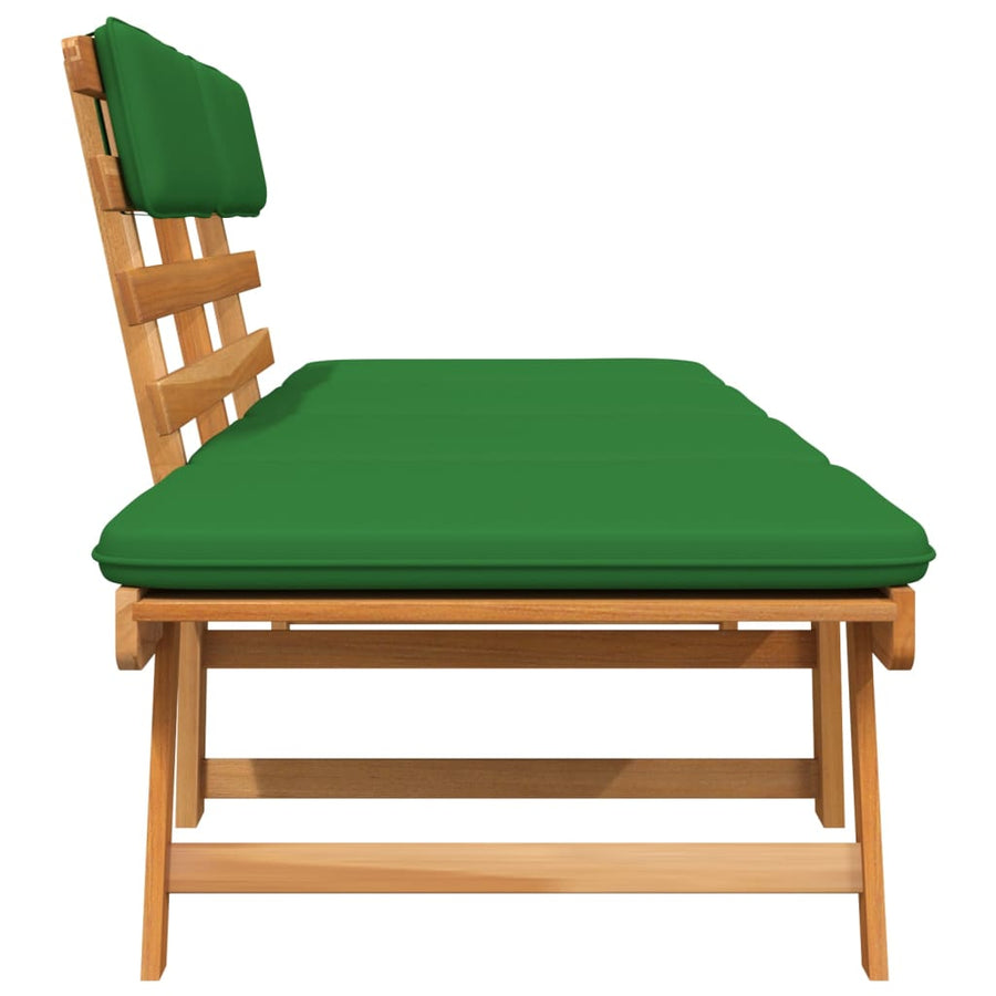 Tuinbank Met Kussens 2-In- 90 Cm Massief Acaciahout Bruin en groen