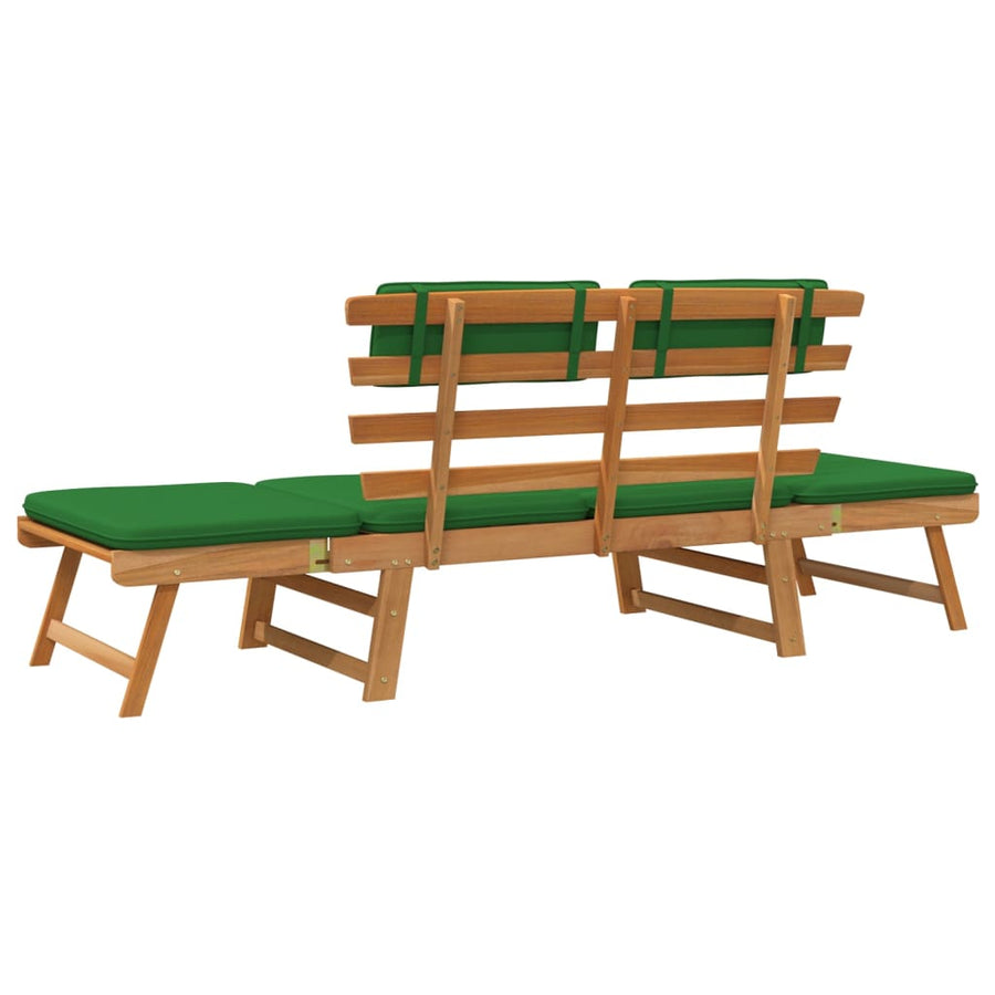 Tuinbank Met Kussens 2-In- 90 Cm Massief Acaciahout Bruin en groen