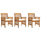 Garden chairs 3 pcs with cushions solid acacia wood