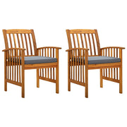 Garden chairs 2 pcs with cushions solid acacia wood