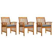 Garden chairs 3 pcs with cushions solid acacia wood