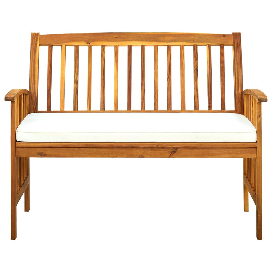 Tuinbank Met Kussen Massief Acaciahout 119 cm crème