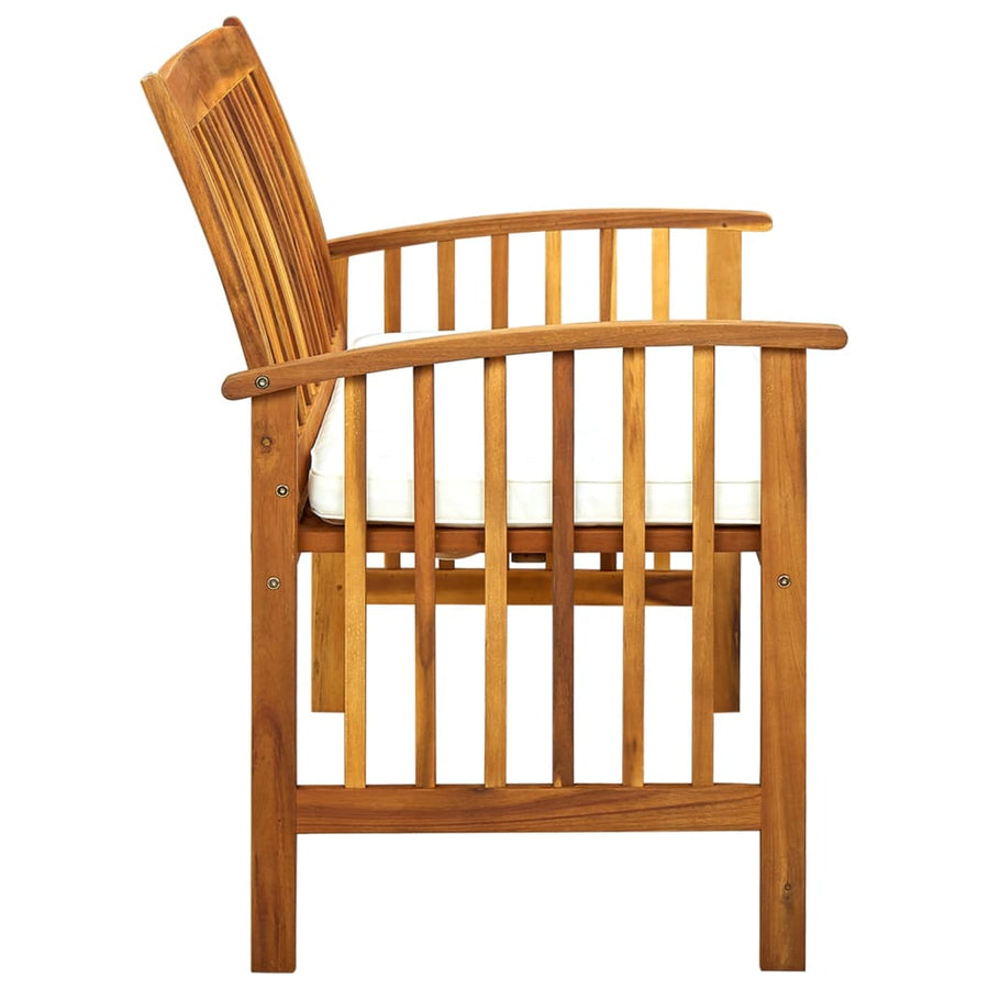 Tuinbank Met Kussen Massief Acaciahout 119 cm crème