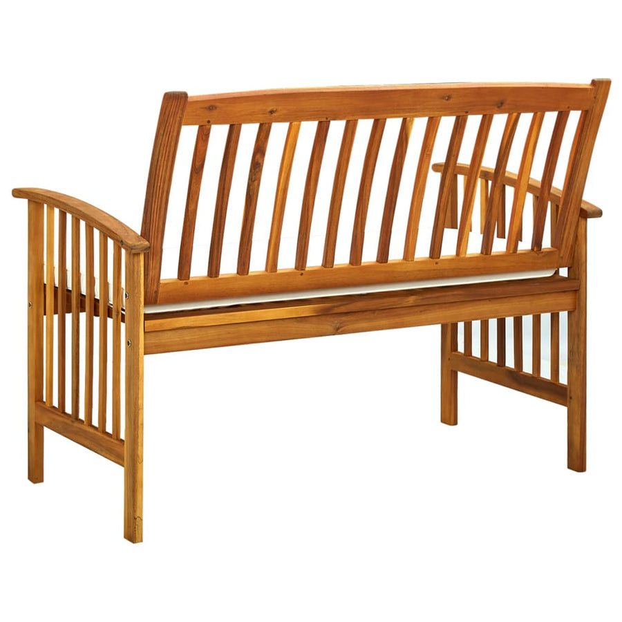 Tuinbank Met Kussen Massief Acaciahout 119 cm crème