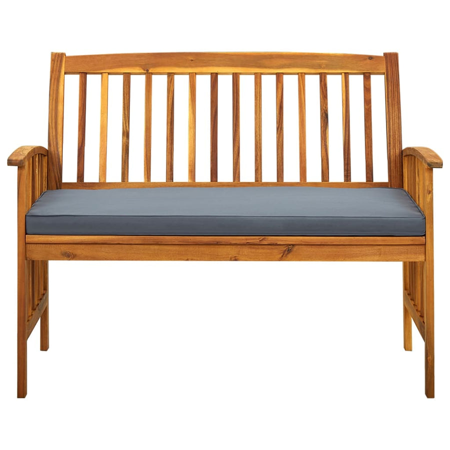 Tuinbank Met Kussen Massief Acaciahout 119 cm Donkergrijs