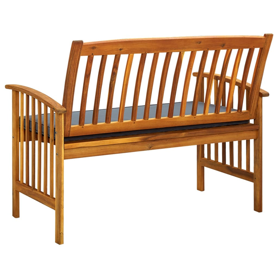 Tuinbank Met Kussen Massief Acaciahout 119 cm Donkergrijs