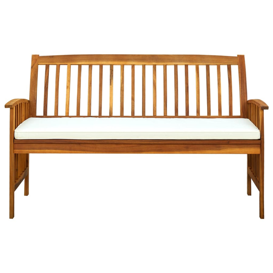 Tuinbank Met Kussen Massief Acaciahout 147 cm crème