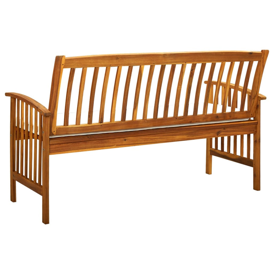 Tuinbank Met Kussen Massief Acaciahout 147 cm crème