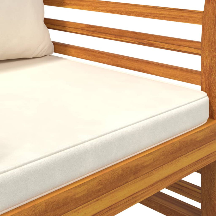 Fauteuils 2 st met crèmewitte kussens massief acaciahout