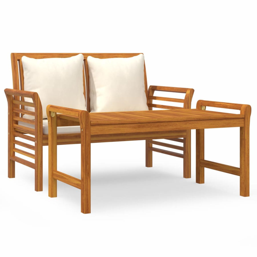 2-Delige Loungeset Met Te Kussens Massief Hout Crèmewit