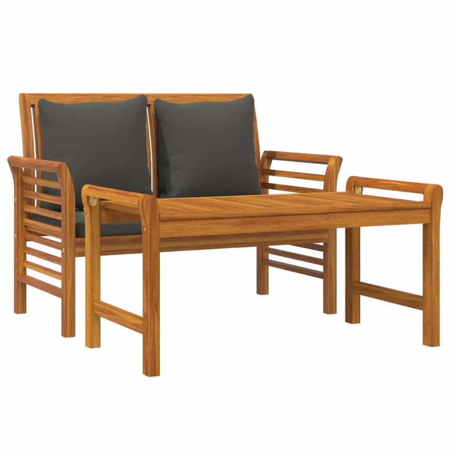 2-Delige Loungeset Met Donkergrijze Kussens Massief Hout Donkergrijs